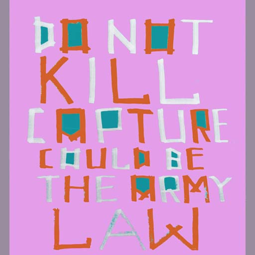 do not kill, capture, army is police, political art, anti-war propaganda, politics, painting, Nicholaas Chiao